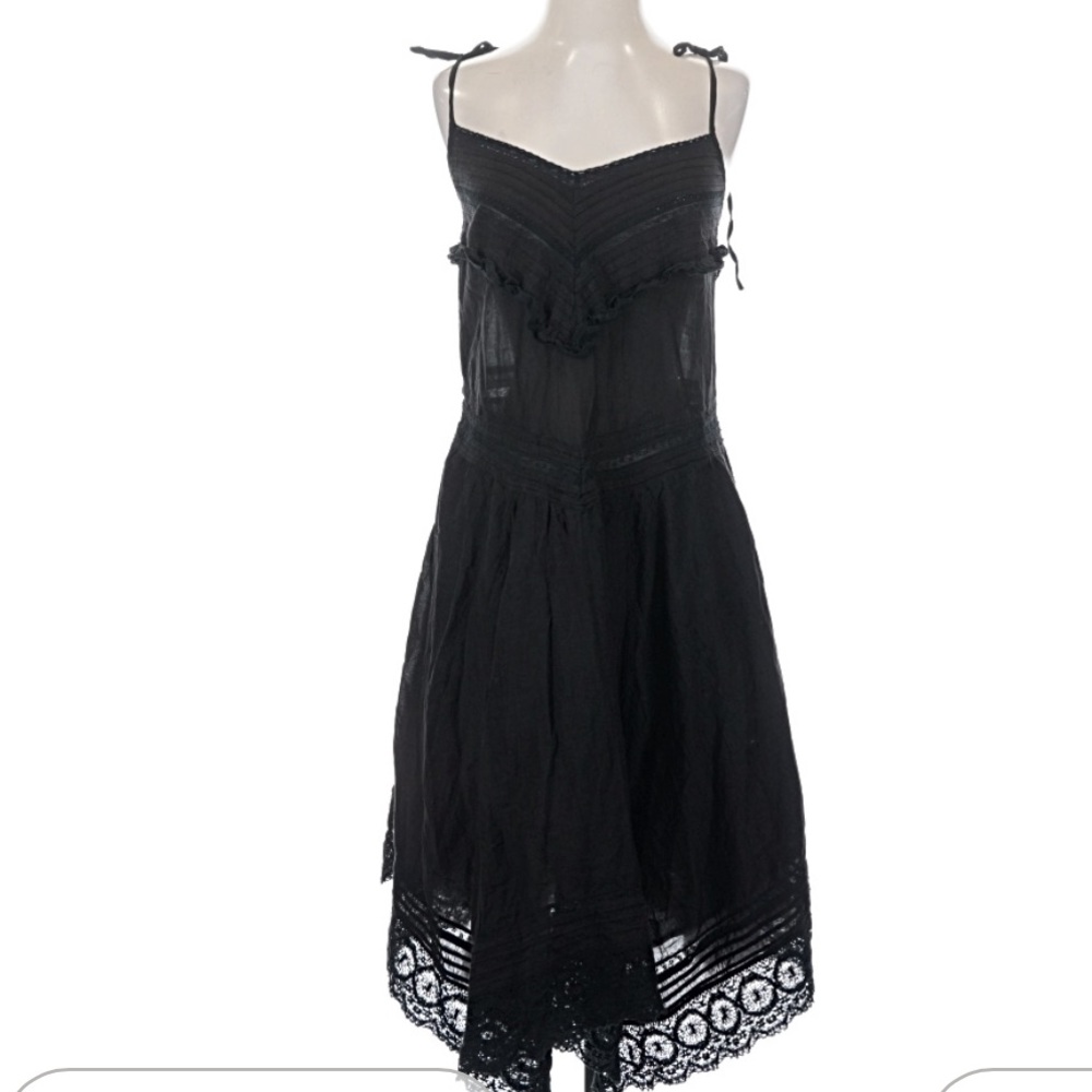 Zadig & Voltaire Black Midi Dress with Lace Hem Sz Small